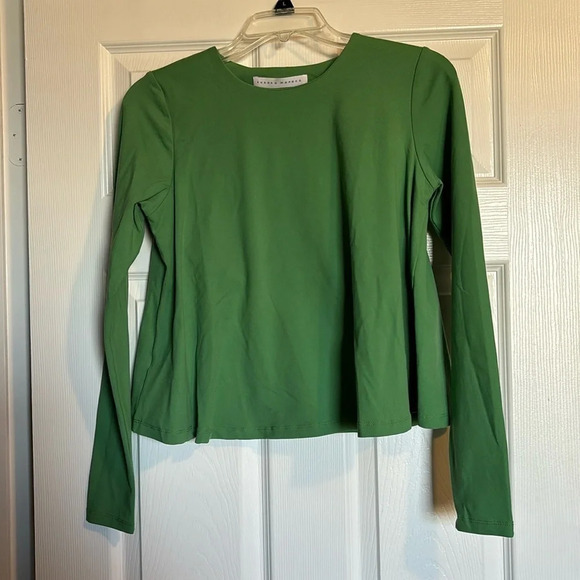 Susana Monaco women’s green long sleeve nylon blend blouse size small - Picture 1 of 7